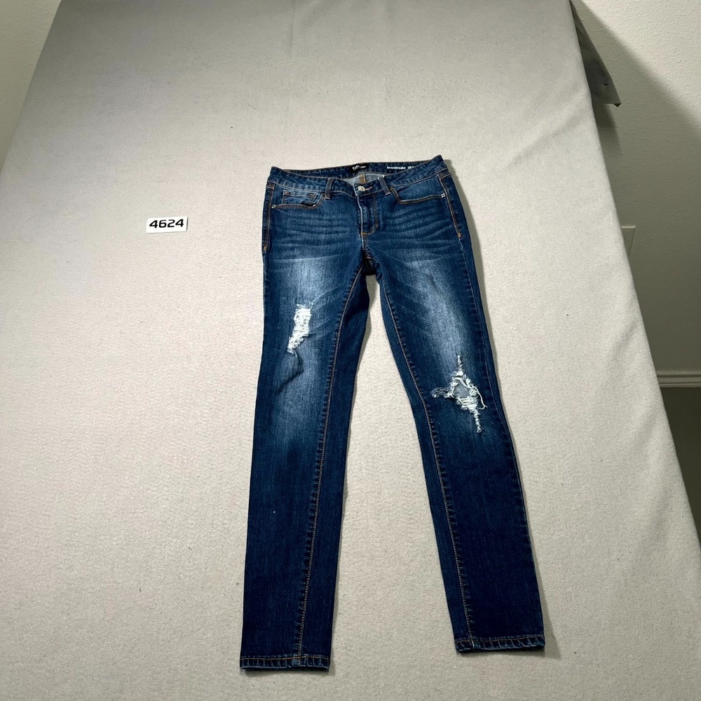 Bebe Jeans Women 28 Blue Denim Distressed Cotton Stretch Medium Wash Straight